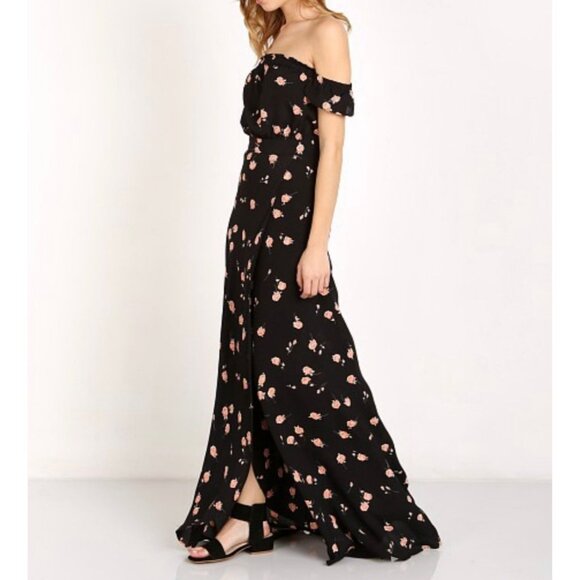 Flynn Skye Dresses & Skirts - Revolve Flynn Skye Black Floral Tube Top Off-Shoulder Maxi Dress Small